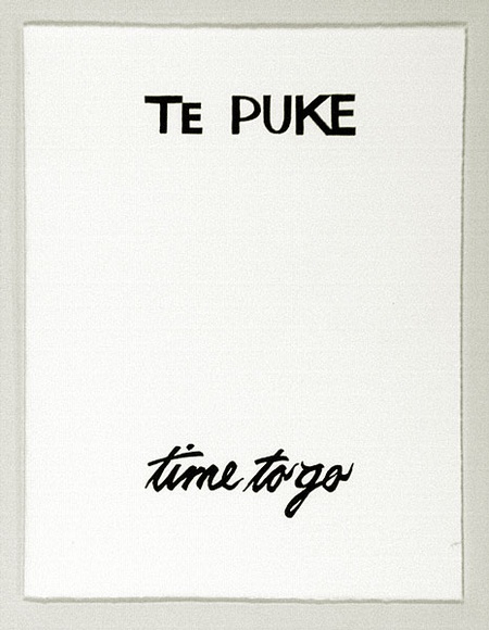 Artist: b'White, Robin.' | Title: b'Te Puke - time to go' | Date: 1988 | Technique: b'photo-etching'