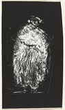 Title: not titled [full-length portrait of long-limbed creature] | Date: c.1993 | Technique: cliché-verre, printed in black, from hand-drawn negative