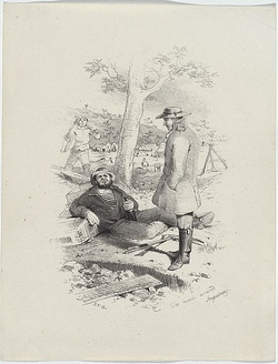 Artist: Gill, S.T. | Title: The newly arrived, inquiring. | Date: 1852 | Technique: lithograph, printed in black ink, from one stone