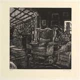 Artist: b'Harding, Nicholas.' | Title: bnot titled [Margaret's chair] | Date: 2004 | Technique: b'etching, aquatint, sugar-lift and open-bite, printed in black ink, from one plate'