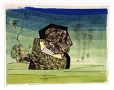 Artist: b'Hirschfeld Mack, Ludwig.' | Title: b'(Head in landscape) [recto]; (Study for \'Head in landscape) [verso]' | Date: 1954 | Technique: b'transfer print; watercolour addition (recto)'