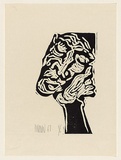 Title: not titled [head resting on hand] | Date: 1967 | Technique: linocut, printed in black ink, from one block