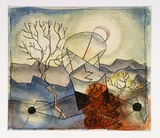 Artist: b'Hirschfeld Mack, Ludwig.' | Title: b(Landscape with moon and trees) [recto]; (Study for 'Landscape with moon and trees') [verso] | Date: 1959 | Technique: b'transfer print; watercolour addition (recto)'