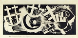 Artist: French, Len. | Title: (Hector's ships in storm). | Date: (1955) | Technique: lithograph, printed in black ink, from one plate | Copyright: © Leonard French. Licensed by VISCOPY, Australia