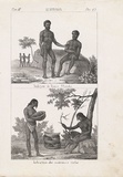 Artist: b'Antonelli, Giuseppe.' | Title: b'Indigeni di Nuova Olanda [Natives of New Holland]. Selvaggio che costruisce corbe [Savage making baskets].' | Date: 1841 | Technique: b'lithograph, printed in black ink, from two stones'