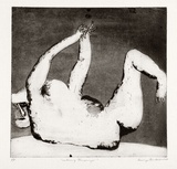 Artist: BALDESSIN, George | Title: Reclining personage. | Date: 1964 | Technique: etching, aquatint and electric engraving tool, printed in black ink, from one plate