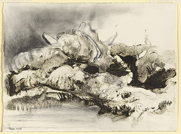 Artist: b'Gleeson, James.' | Title: b'not titled [surreal landscape]' | Date: 1986, 13 July | Technique: b'monotype; charcoal additions'