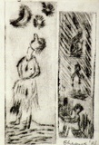 Artist: b'SHEARER, Mitzi' | Title: b'not titled [two small pictures on one sheet]' | Date: 1981 | Technique: b'etching, printed in black ink with plate-tone, from two  plates'