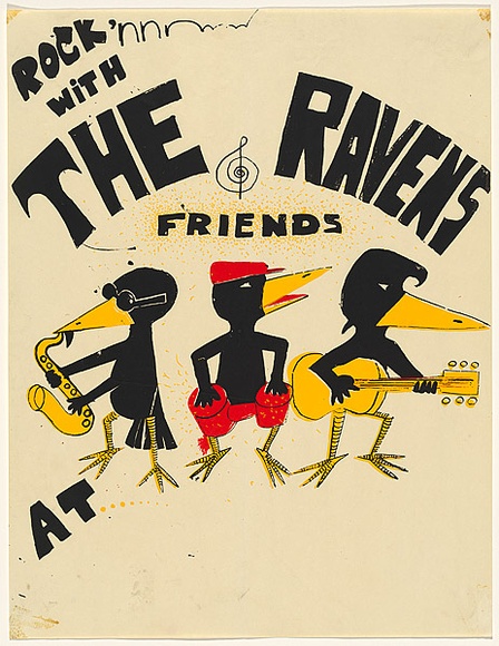 Artist: b'UNKNOWN' | Title: bRock'nnn with the ravens and friends at ... | Date: (1978-80) | Technique: b'screenprint, printed in colour, from three stencils'