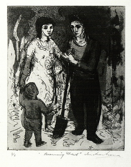 Artist: b'Armstrong, Ian.' | Title: b'Browning Street.' | Date: 1955 | Technique: b'etching and aquatint, printed in black ink, from one plate.'