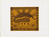 Artist: b'Sandy, Evelyn.' | Title: bKaa'uma | Date: 1998, June | Technique: b'screenprint, printed in yellow and brown ochre, from multiple stencils'