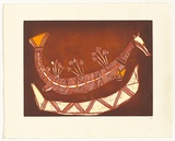 Artist: Nadjamarrek, Lofty Bardayal. | Title: Rainbow Serpent | Date: c.1999 | Technique: etching, printed in colour from multiple plates