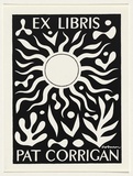 Artist: Coburn, John. | Title: Bookplate: Pat Corrigan. | Date: c.1982 | Technique: offset-lithograph, printed in black ink, from one plate