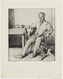 Artist: b'Darbyshire, Beatrice.' | Title: b'The bachelor.' | Date: 1926 | Technique: b'drypoint printed with plate-tone, from one copper plate'