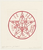 Artist: b'MATOULAS, George' | Title: b'not titled (print for Australian Gnostic Association, red star in circle)' | Date: 1991, September | Technique: b'photo-etching, printed in red ink, from one plate'