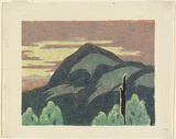 Artist: Pye, Mabel. | Title: Blue Dandenong. | Date: c.1935 | Technique: linocut, printed in colour, from multiple blocks