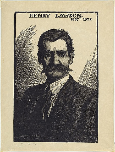 Artist: b'LINDSAY, Lionel' | Title: b'Henry Lawson' | Date: 1922 | Technique: b'wood-engraving, printed in black ink, from one block' | Copyright: b'Courtesy of the National Library of Australia'