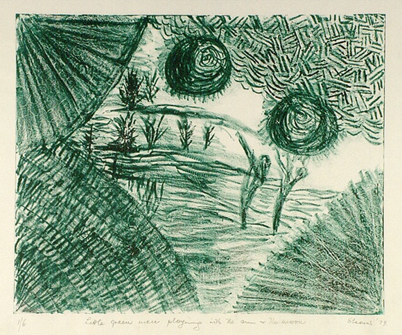 Artist: b'SHEARER, Mitzi' | Title: b'Little green men playing with the sun and the moon' | Date: 1979