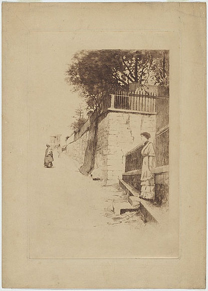 Artist: b'Ashton, Julian.' | Title: b'Cumberland Street, The Rocks, Sydney.' | Date: 1893 | Technique: b'etching and roulette, printed in brown ink, from one plate'