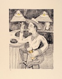 Artist: b'Hay, Bill.' | Title: b'Drinker' | Date: 1989, June-August | Technique: b'lithograph, printed in black ink, from one plate; hand-coloured'