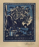Artist: FEINT, Adrian | Title: Bookplate: Enid Mackellar. | Date: (1942) | Technique: wood-engraving, printed in colour, from two blocks in light and dark blue inks | Copyright: Courtesy the Estate of Adrian Feint