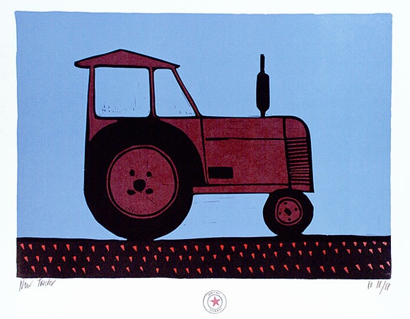 Artist: b'Jenyns, Bob.' | Title: b'New tractor' | Date: 1980 | Technique: b'linocut, printed in colour, from mutliple blocks'