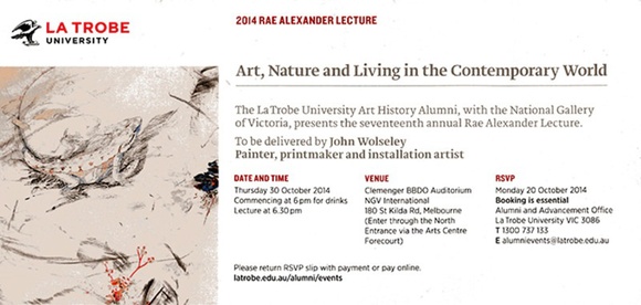 Artist: b'Wolseley, John.' | Title: b'2014 Rae Alexander lecture. John Wolseley, Art, nature and living in the contemporary world. Melbourne: NGV International, 30 October 2014.' | Date: 2014