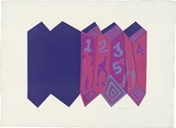 Artist: b'WALKER, Murray' | Title: b'One two three four five six.' | Date: 1970 | Technique: b'linocut, printed in colour, from multiple blocks'