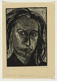 Artist: Groblicka, Lidia. | Title: Self-portrait [1]. | Date: 1956-57 | Technique: linocut, printed in black ink, from one block
