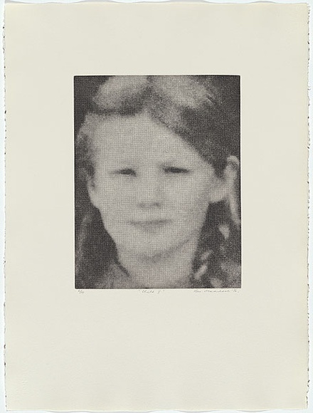 Artist: b'MADDOCK, Bea' | Title: b'Child V' | Date: 1976, June | Technique: b'photo-etching and aquatint, printed in black ink, from one plate'