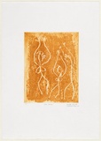 Artist: Namok, Rosella. | Title: Awu women | Date: 1999 | Technique: collagraph, printed in light brown ink, from one block