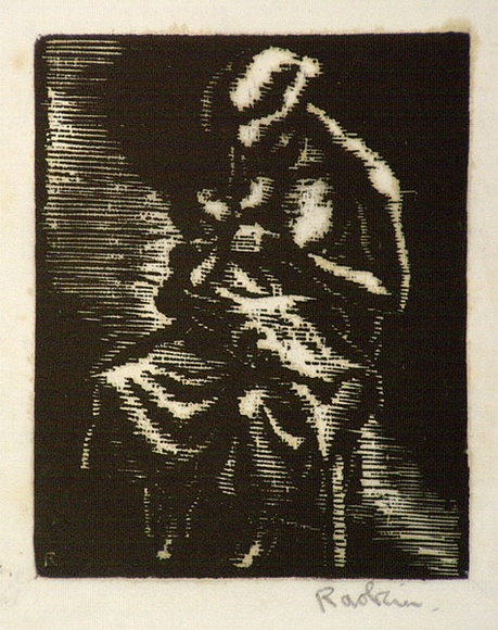 Artist: b'Hawkins, Weaver.' | Title: b'not titled [mother and child].' | Date: c.1930 | Technique: b'linocut, printed in black ink, from one block' | Copyright: b'The Estate of H.F Weaver Hawkins'