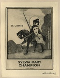 Artist: FEINT, Adrian | Title: Bookplate: Sylvia Mary Champion. | Date: 1925 | Technique: etching, printed in black ink with plate-tone, from one plate | Copyright: Courtesy the Estate of Adrian Feint