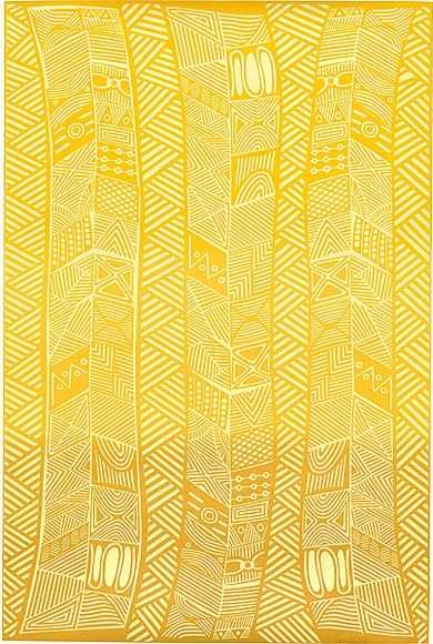 Artist: b'Kantilla, Osmond.' | Title: b'Wrapping paper: Pumpuni' | Date: 1986 | Technique: b'screenprint, printed in colour, from three stencils'