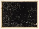 Artist: b'Gilbert, Kevin.' | Title: b'Christmas Eve in the land of the dispossessed' | Date: 1968 | Technique: b'linocut, printed in black ink, from one block'