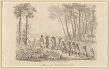 Title: b'Missionnaire de la Nouvelle-Z\xc3\xa9lande avec sa suite [Missionary of New Zealand with his retinue]' | Date: 1835 | Technique: b'engraving, printed in black ink, from one steel plate'