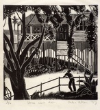 Artist: b'Allan, Ailsa [1].' | Title: b'House next door.' | Date: 1937 | Technique: b'wood-engraving, printed in black ink, from one block'
