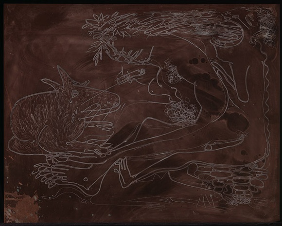 Artist: b'BOYD, Arthur' | Title: b'Plate 144: Nude with rabbit and syringe.' | Date: (1968-69) | Technique: b'etched plate' | Copyright: b'This work appears on screen courtesy of Bundanon Trust'