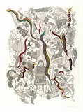 Artist: HANRAHAN, Barbara | Title: Snakes and ladders | Date: 1978 | Technique: etching, printed in black ink with plate-tone