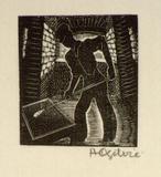 Artist: OGILVIE, Helen | Title: not titled [Glassblower] | Date: (1947) | Technique: wood-engraving, printed in black ink, from one block