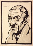 Artist: b'Bell, George..' | Title: b(Man's head). | Technique: b'linocut, printed in black ink, from one block'