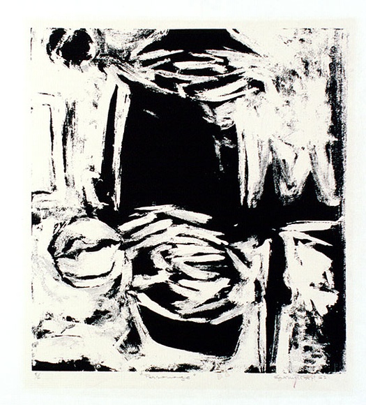 Artist: b'Raft, Emanuel.' | Title: b'Personnage' | Date: 1962 | Technique: b'screenprint, printed in black ink, from one stencil'