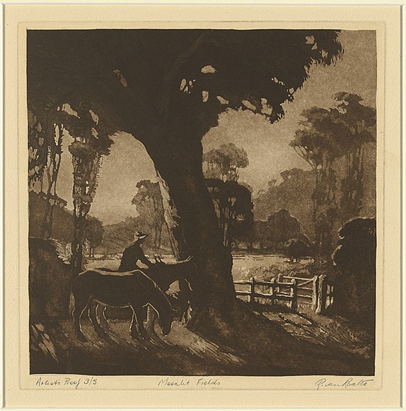 Artist: b'van RAALTE, Henri' | Title: b'Moonlit fields' | Date: c.1928 | Technique: b'aquatint, printed in black ink, from one plate'