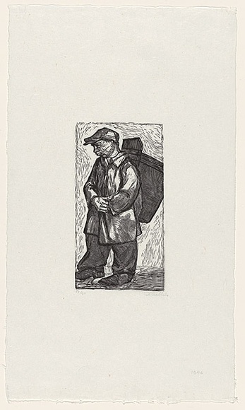 Artist: Groblicka, Lidia. | Title: Coal carrier | Date: 1956 | Technique: woodcut, printed in black ink, from one block