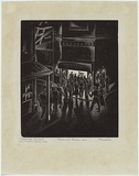 Artist: Jordan, Allan. | Title: Brownout, Brisbane 1942. | Date: 1942 | Technique: wood-engraving, printed in black ink, from one block