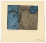 Artist: b'Wienholt, Anne.' | Title: bThe birds' nesters | Date: 1947 | Technique: b'line-engraving, printed in black ink, from one copper plate; blue ink applied by stencil'