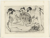 Artist: b'BOYD, Arthur' | Title: b'Sleeping potter with tree decoration.' | Date: (1968-69) | Technique: b'etching and aquatint, printed in black ink, from one plate' | Copyright: b'Reproduced with permission of Bundanon Trust'