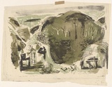 Artist: b'MACQUEEN, Mary' | Title: b'Crater country' | Date: 1959 | Technique: b'lithograph, printed in colour, from multiple plates' | Copyright: b'Courtesy Paulette Calhoun, for the estate of Mary Macqueen'