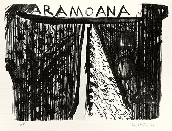 Artist: bFeu'u, Fatu | Title: b'Aramoana.' | Date: 1990 | Technique: b'lithograph, printed in colour, from three stones'