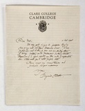 Artist: McGrath, Raymond. | Title: Letter from Clare College, Cambridge | Date: 1928